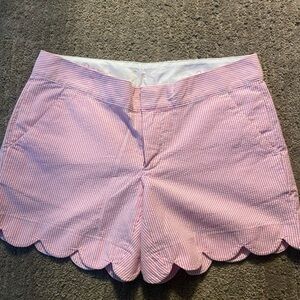 Lilly Pulitzer Pink and White Bermuda Shorts with Scalloped Hem